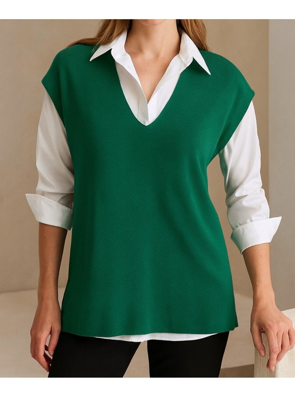 Ann Taylor Sweater Tank Womens 2XL Green Knit Sleeveless